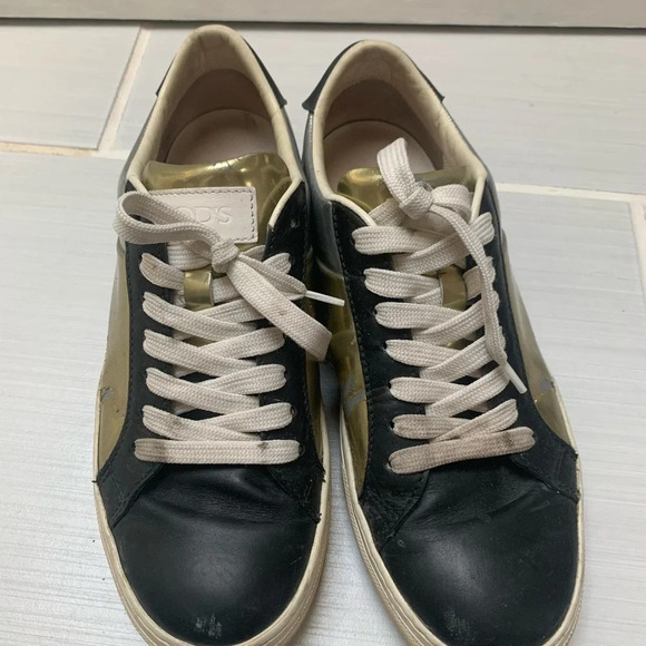 Tod's Silver  Gold Black Metallic Patent Leather Sneaker 39.5 - Picture 5 of 11